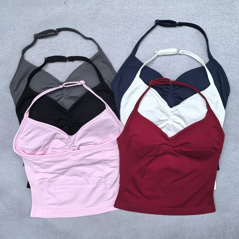 2 Pieces Women Yoga Set Seamless Adjustable Strappy Tank Top Scrunch Sports Shorts Gym Clothes Woman Summer Workout Outfits
