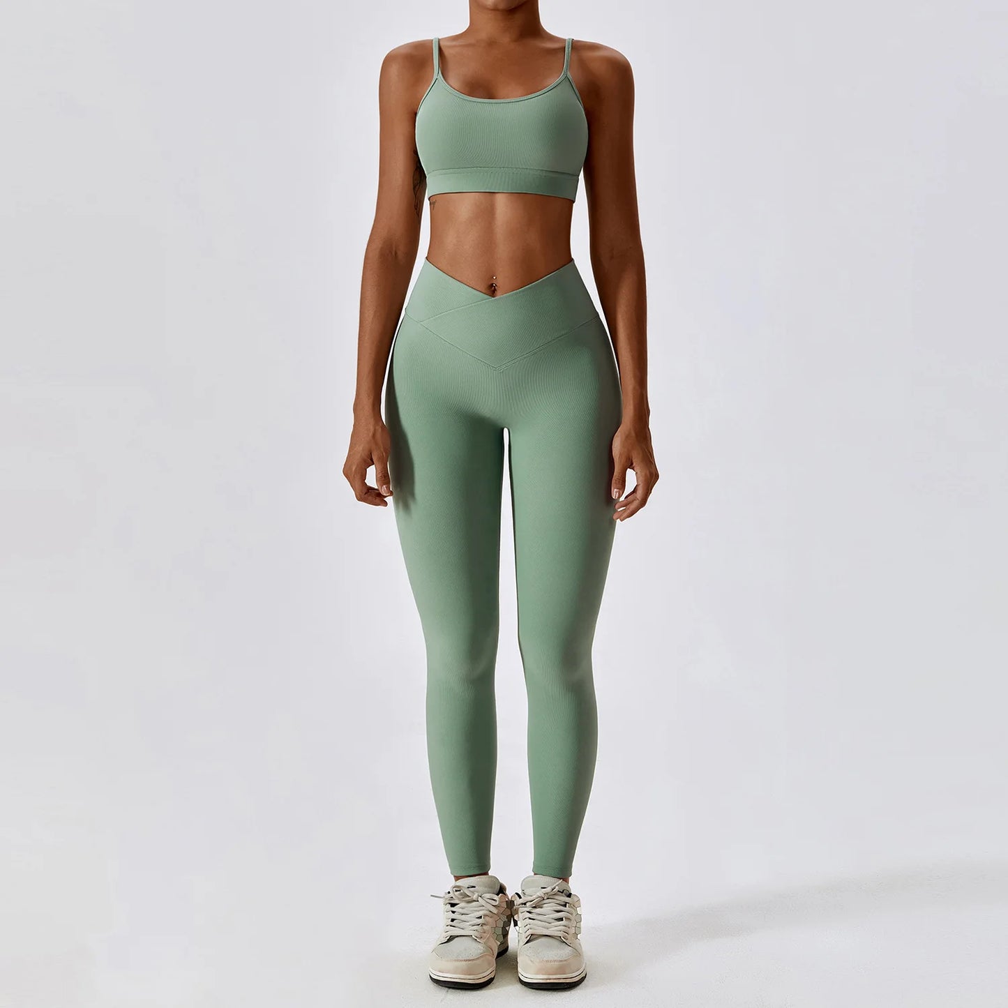 2PCS Seamless Yoga Set Gym Clothes Sportswear Yoga Suits For Women Fitness Rib Tracksuits Sports Bra Gym Leggings Sports Suits