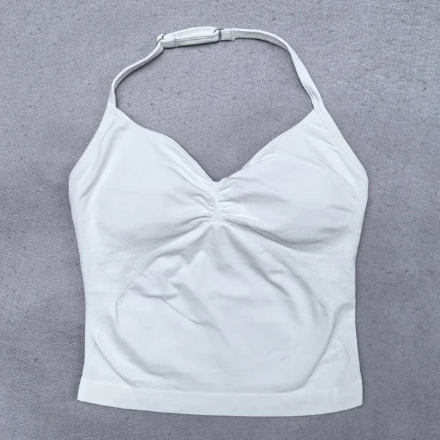 2 Pieces Women Yoga Set Seamless Adjustable Strappy Tank Top Scrunch Sports Shorts Gym Clothes Woman Summer Workout Outfits