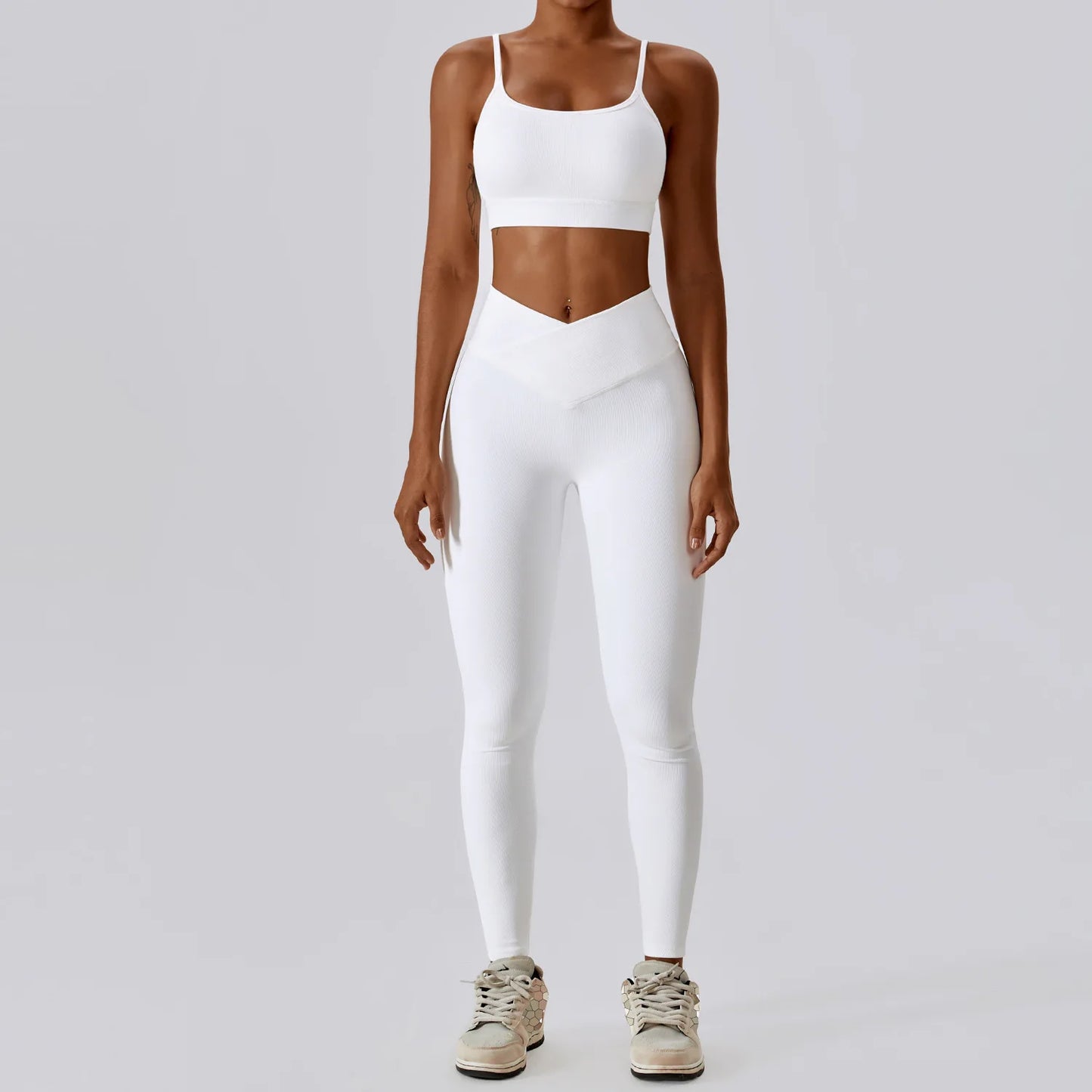 2PCS Seamless Yoga Set Gym Clothes Sportswear Yoga Suits For Women Fitness Rib Tracksuits Sports Bra Gym Leggings Sports Suits