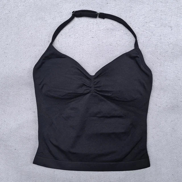 2 Pieces Women Yoga Set Seamless Adjustable Strappy Tank Top Scrunch Sports Shorts Gym Clothes Woman Summer Workout Outfits
