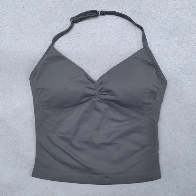 2 Pieces Women Yoga Set Seamless Adjustable Strappy Tank Top Scrunch Sports Shorts Gym Clothes Woman Summer Workout Outfits