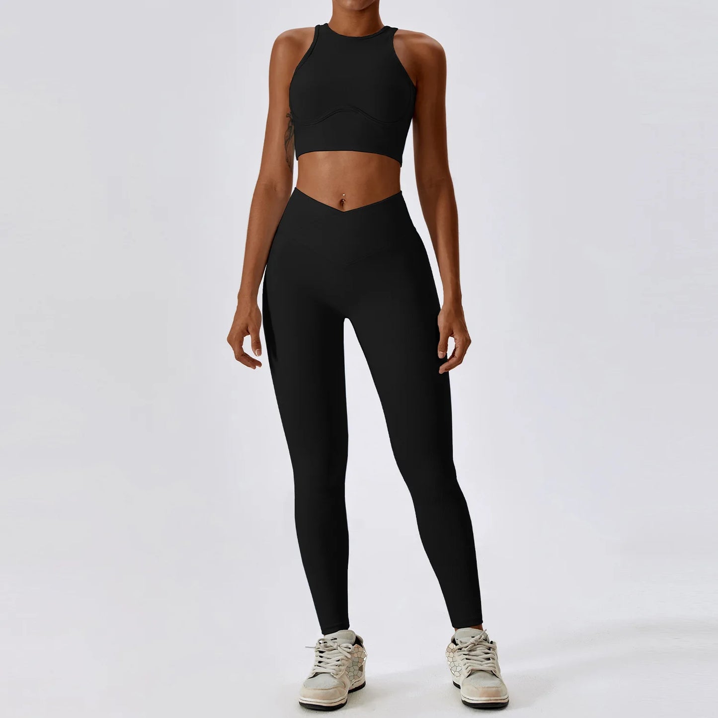 2PCS Seamless Yoga Set Gym Clothes Sportswear Yoga Suits For Women Fitness Rib Tracksuits Sports Bra Gym Leggings Sports Suits