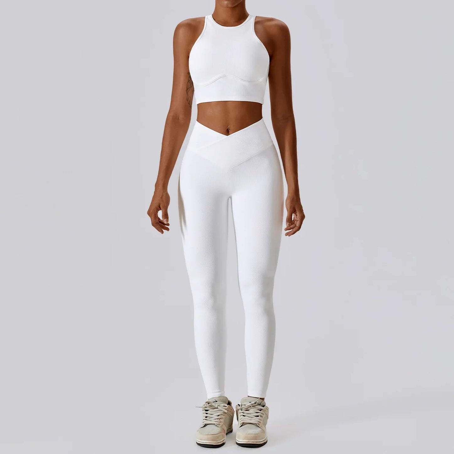 2PCS Seamless Yoga Set Gym Clothes Sportswear Yoga Suits For Women Fitness Rib Tracksuits Sports Bra Gym Leggings Sports Suits