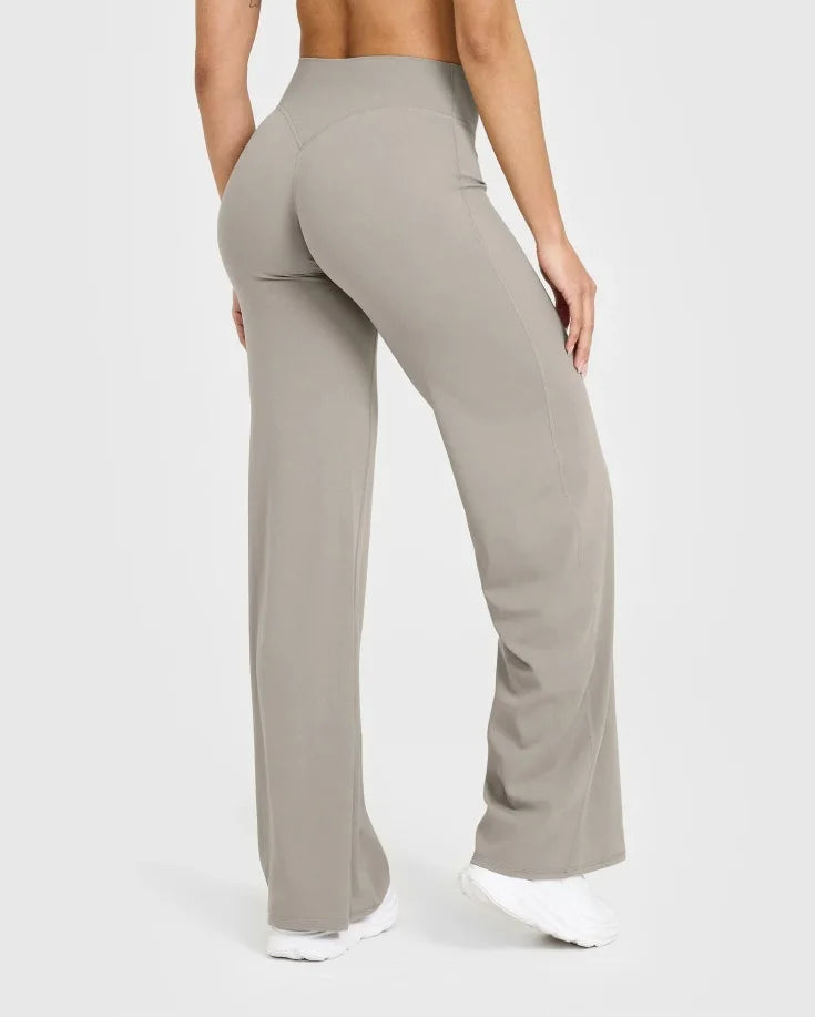 NCLAGEN Straight-Leg Pants Ultra Soft Butter Fabric Women's Mid-Waist Yoga Pants GYM Naked Feel Pilates Running Sport Trousers